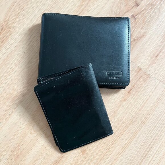 Vintage COACH Bill Compartment leather black black With pass case - Picture 1 of 11